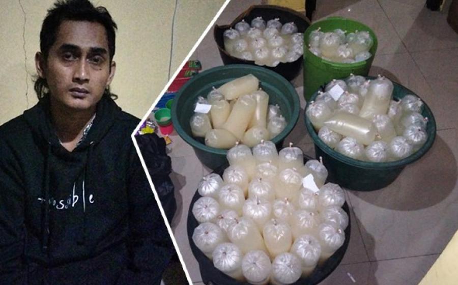 Terduga pelaku bersama barang bukti