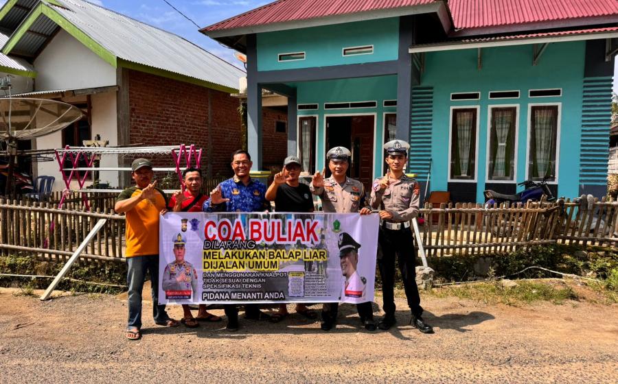 Bersama Perangkat Desa, Satlantas Polres Lebong Berikan Imbauan Larangan Balap Lair dan Penggunaan Knalpot Brong