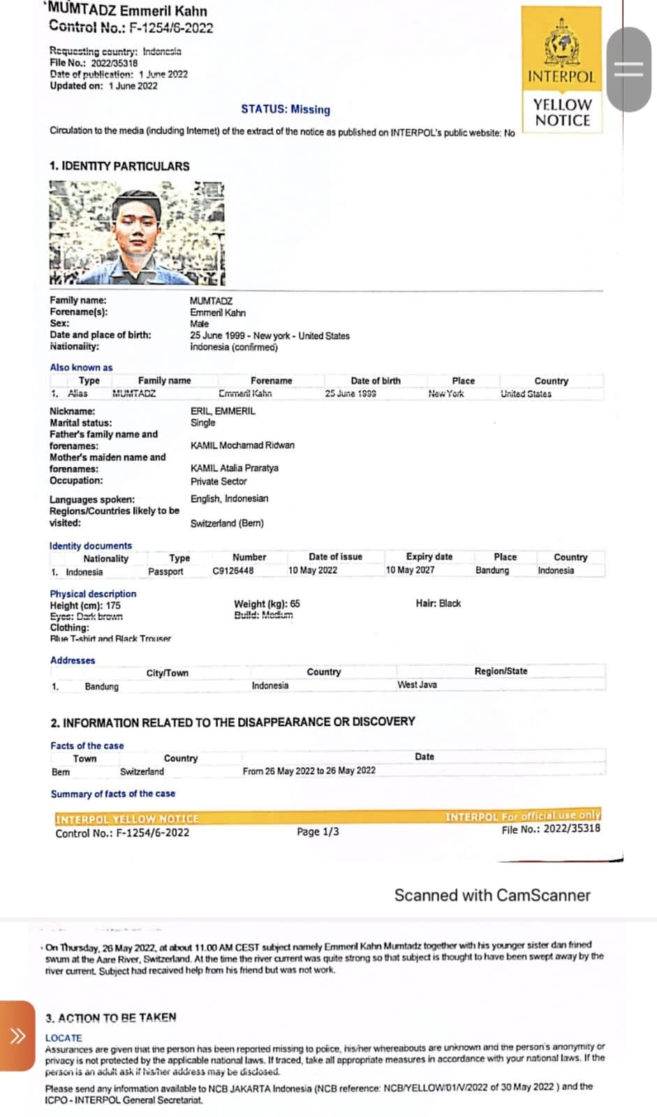 Terbitkan Yellow Notice, pencarian anak