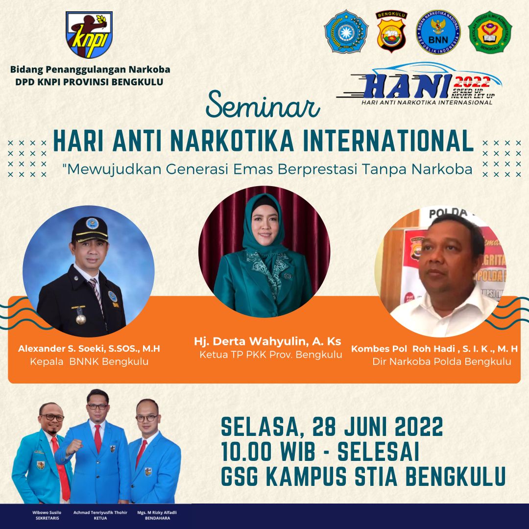 Brosur Seminar DPD KNPI Provinsi Bengkulu bersama BNN, Polda Bengkulu dan Tokoh Perempuan