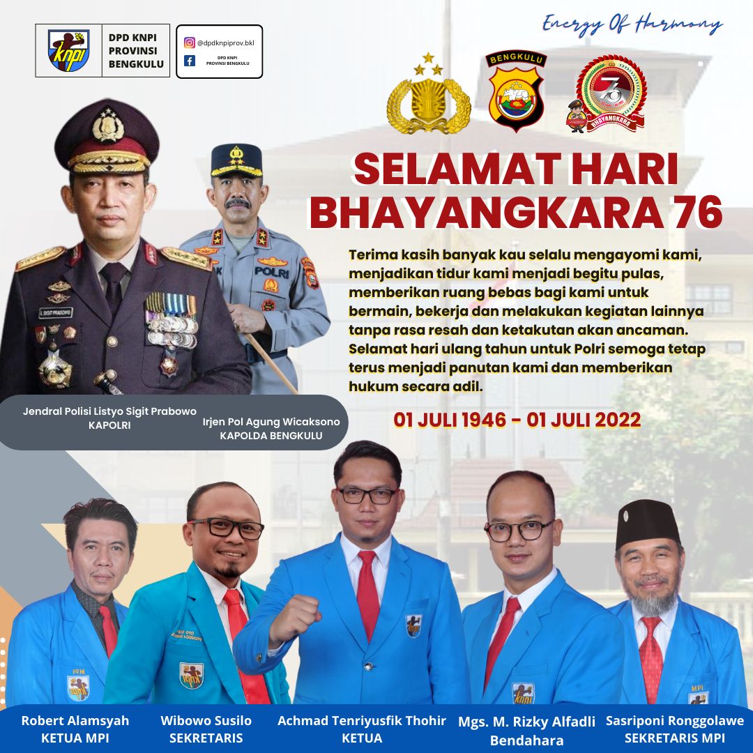 Ketua DPD KNPI Provinsi Bengkulu menyampaikan ucapan selamat Hari Bhayangkara ke-76