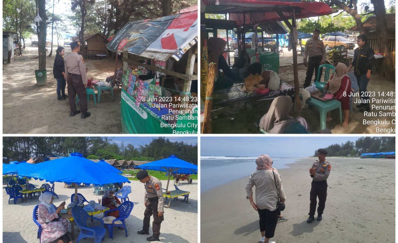 Cegah Kejahatan, Sat Samapta Polresta Bengkulu Patroli  di Kawasan Pantai 