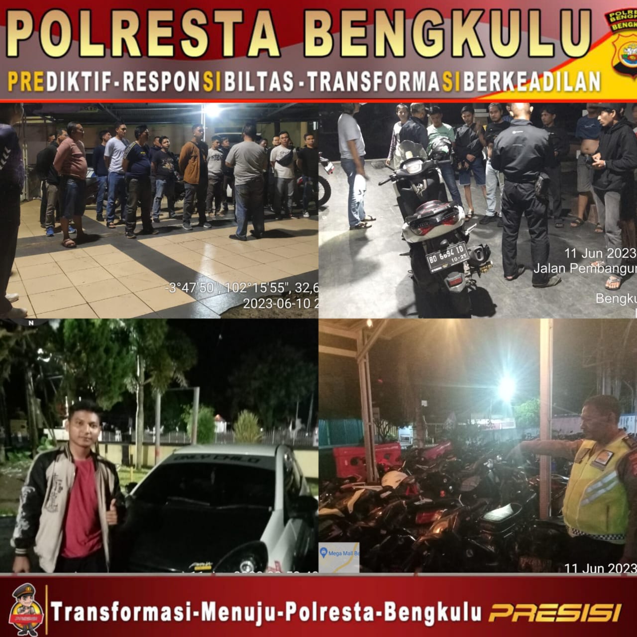 Polresta Bengkulu Patroli Malam, Antisipasi Balap Liar dan Knalpot Brong