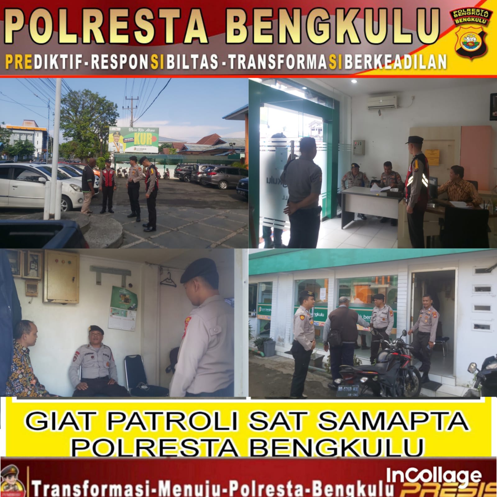 Meminimalisir Tindak Pidana, Polresta Bengkulu Patroli Mobiling 
