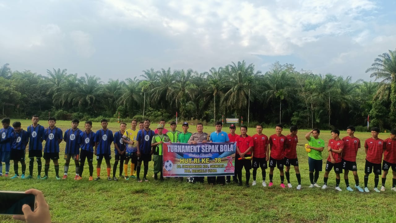Polsek Giri Mulya Hadiri Pembukaan Turnamen Bola Kaki di Desa Suka Makmur