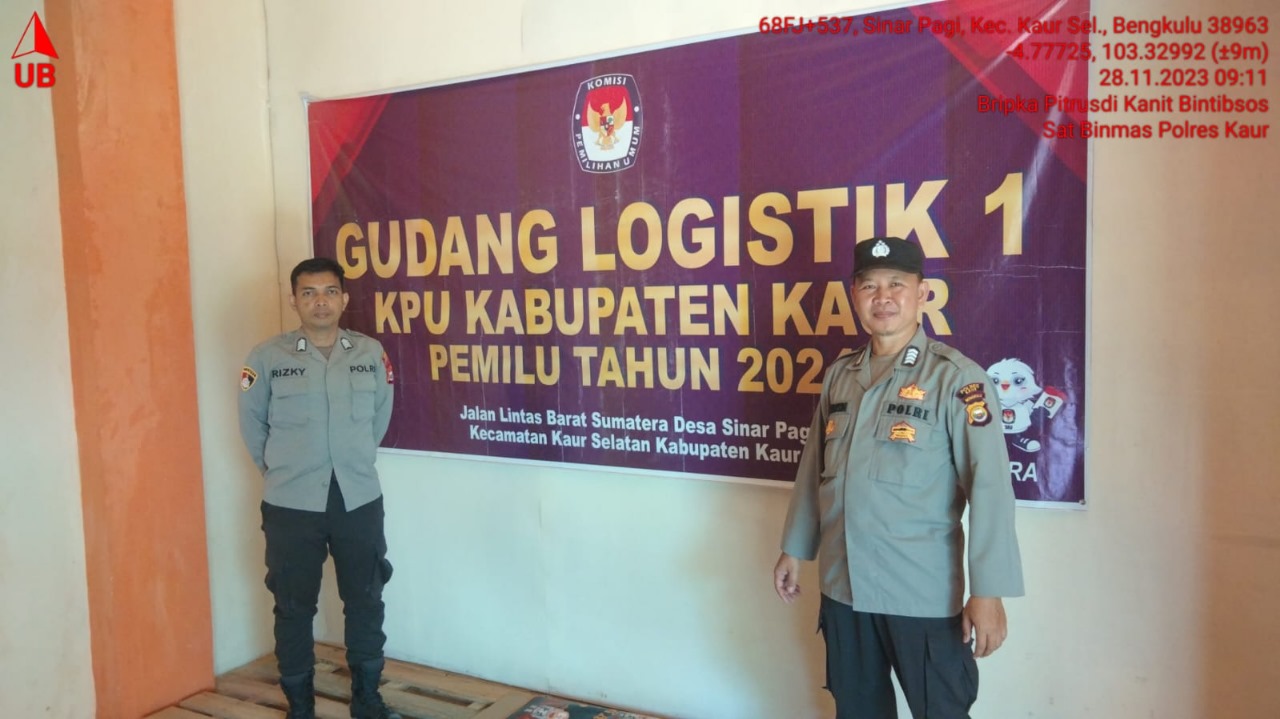 Operasi Mantap Brata Nala 2023, Personel Polres Kaur Pengamanan di Gudang Logistik 1 KPU Kaur