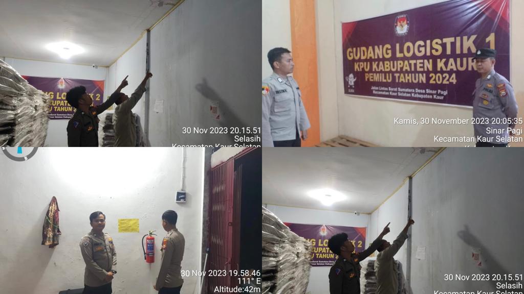 Gudang Logistik KPUD Kaur di Lakukan Pengamanan Ketat oleh Personel Satgas Preventif OMB Nala Polres Kaur 