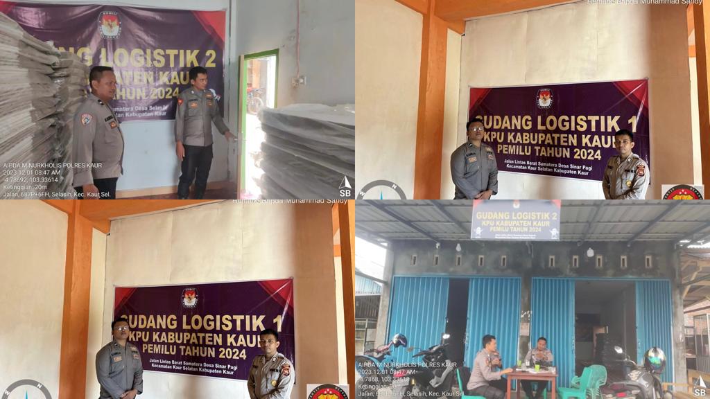 Personel OMB Polres Kaur Patroli dan Laksankan Pengamanan di Gudang Logistik KPUD Kaur 