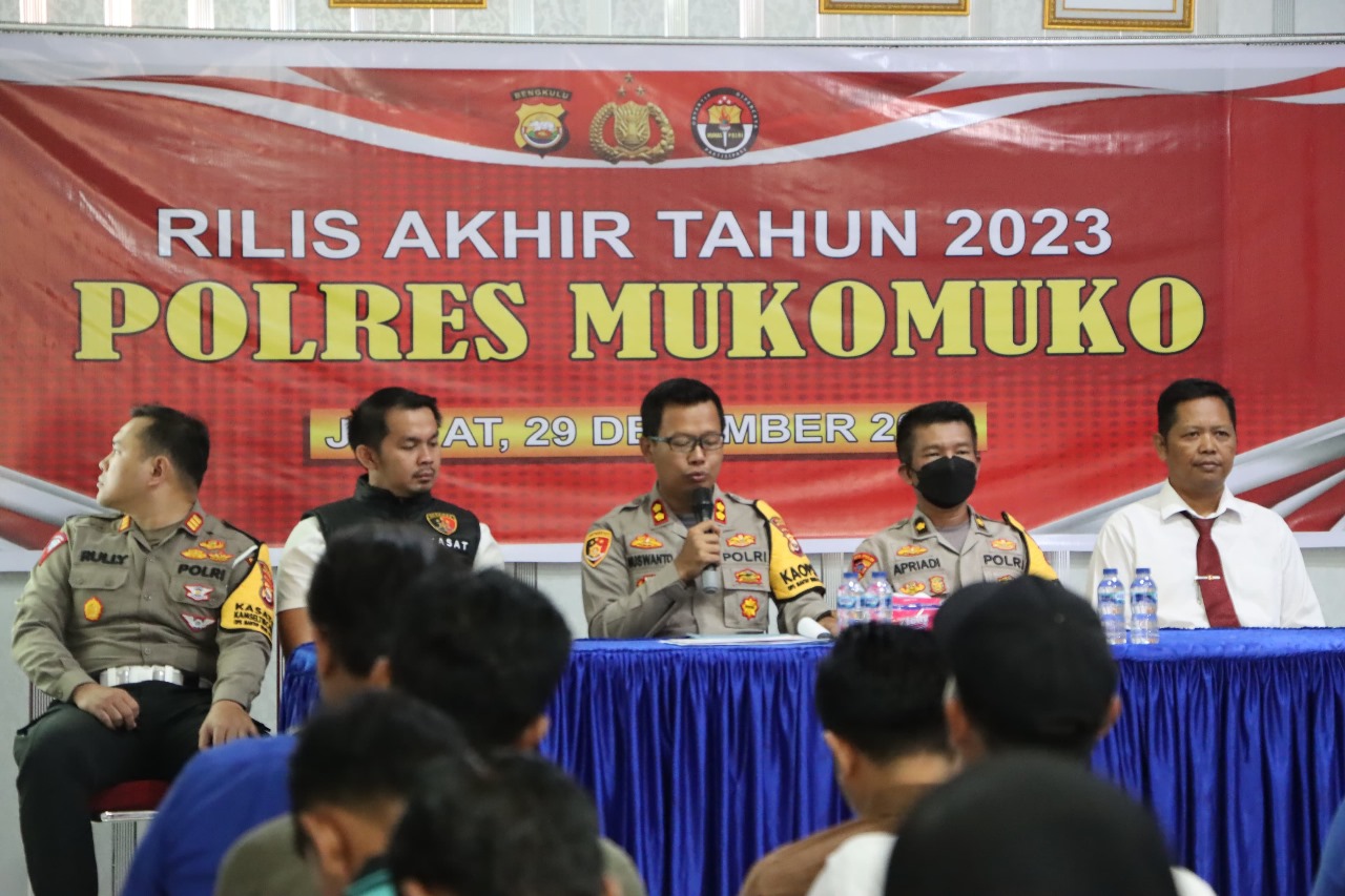 Pres Release Akhir Tahun 2023, Kasus Laka Lantas di Mukomuko Meningkat 101 Kasus