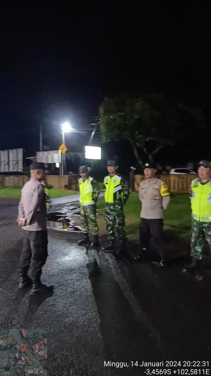 Guna Antisipasi 3C, Polsek Curup Bersama Koramil 409-05 Lakukan Patroli Malam