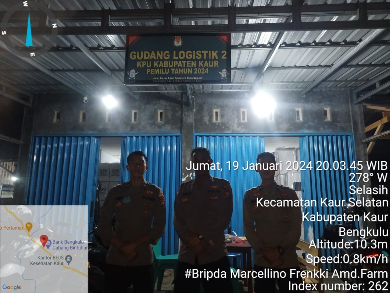 Waspada dan Peduli Lingkungan, Personel Piket Satgas Preventif OMB Polres Kaur Patroli Gudang Logistik