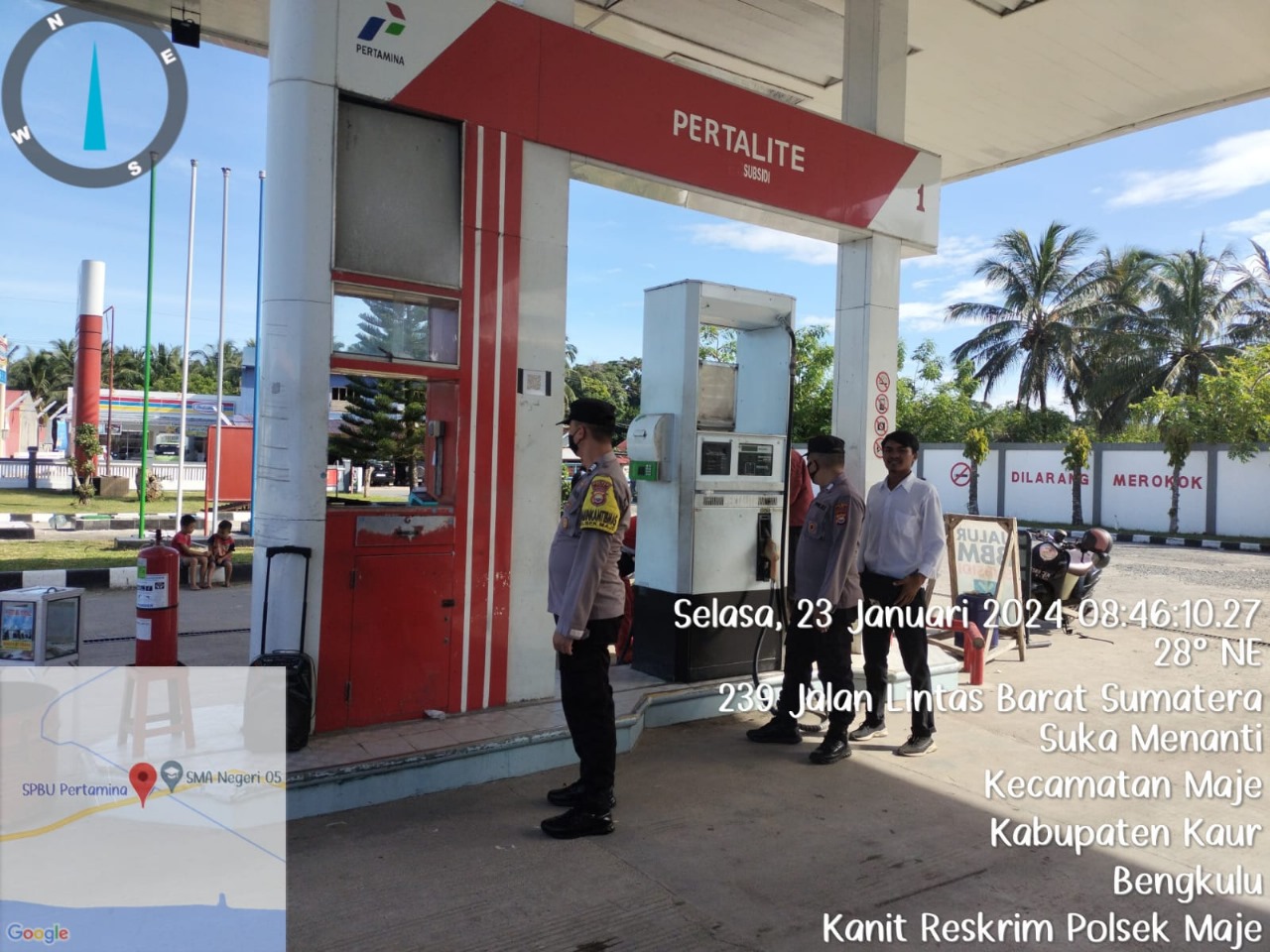 Patroli Kamtibmas, Polsek Maje Monitoring dan Pengawasan di SPBU Air Nurman Jaya 