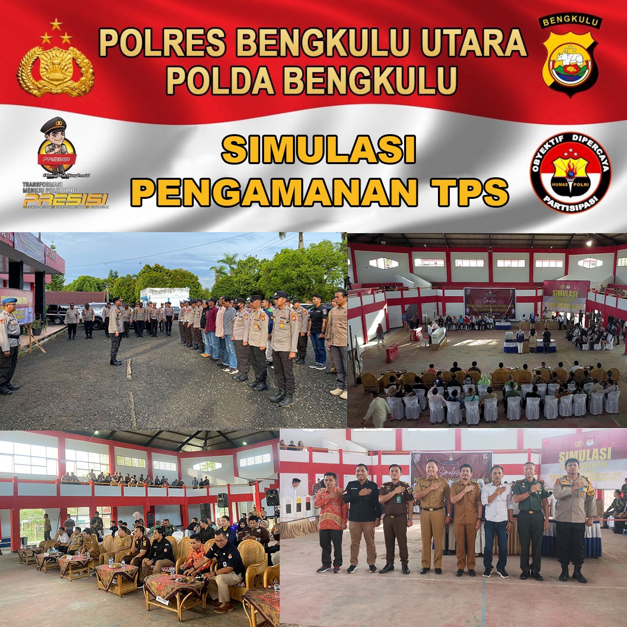 Personil Polres Bengkulu Utara Mengikuti Simulasi Pengamanan TPS Pemilu 2024
