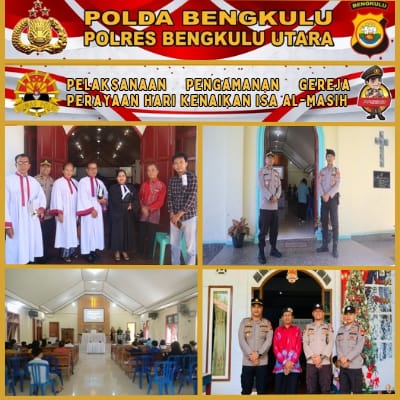 Ciptakan Rasa Aman Ibadah Kenaikan Isa Al-Masih, Polres BU Amankan Seluruh Gereja di Wilkum