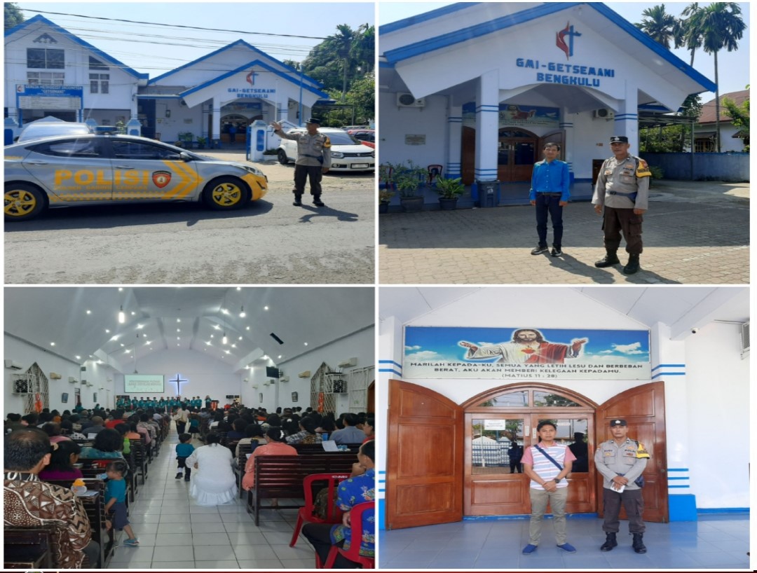 Amankan Kegiataan Ibadah Mingguan Polsek Gading Cempaka Lakukan Penjagaan di Gereja 