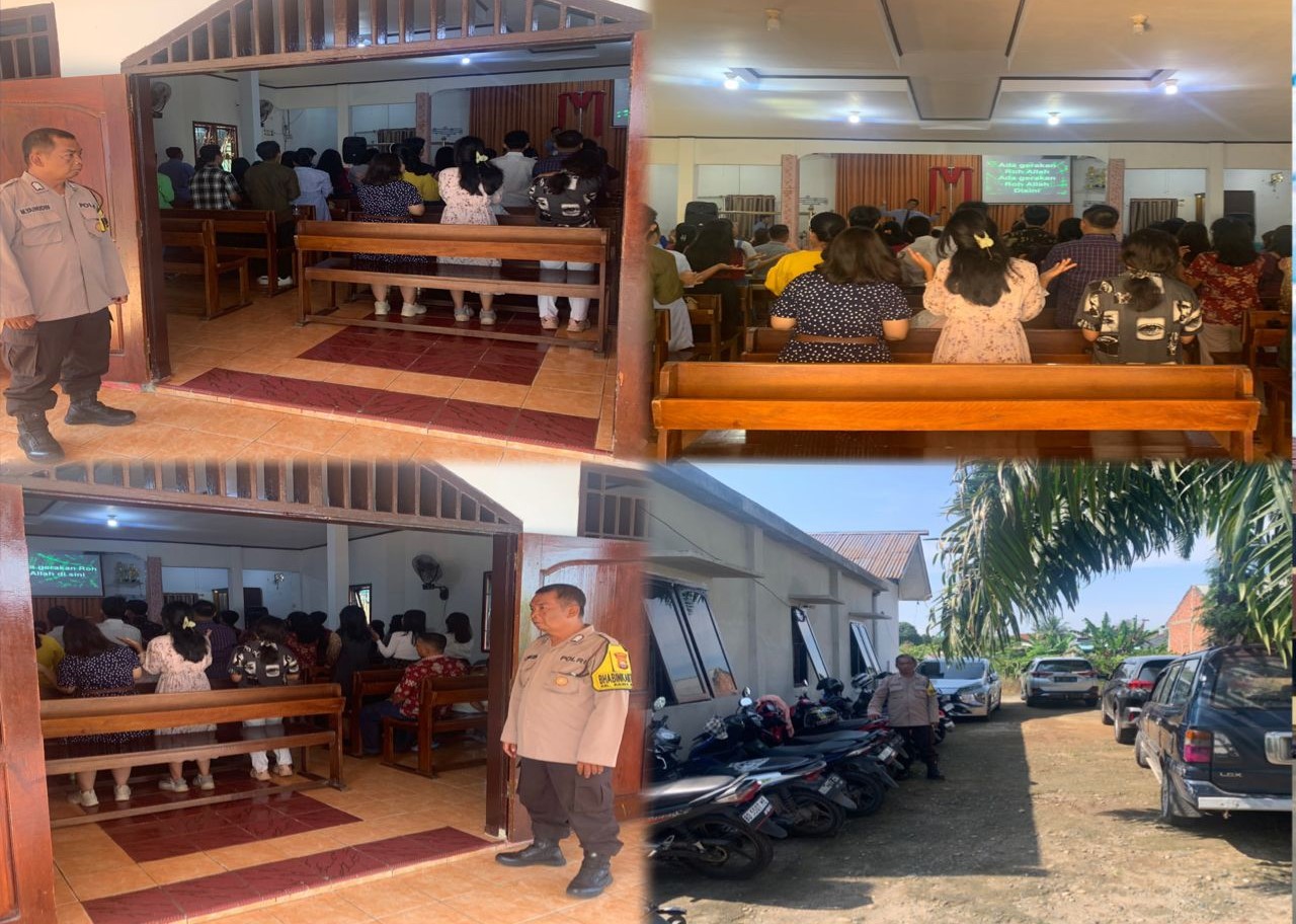 Berikan Rasa Aman Saat Ibadah, Polsek Muara Bangkahulu Pengamanan Ibadah di Gereja Pante Kosta 