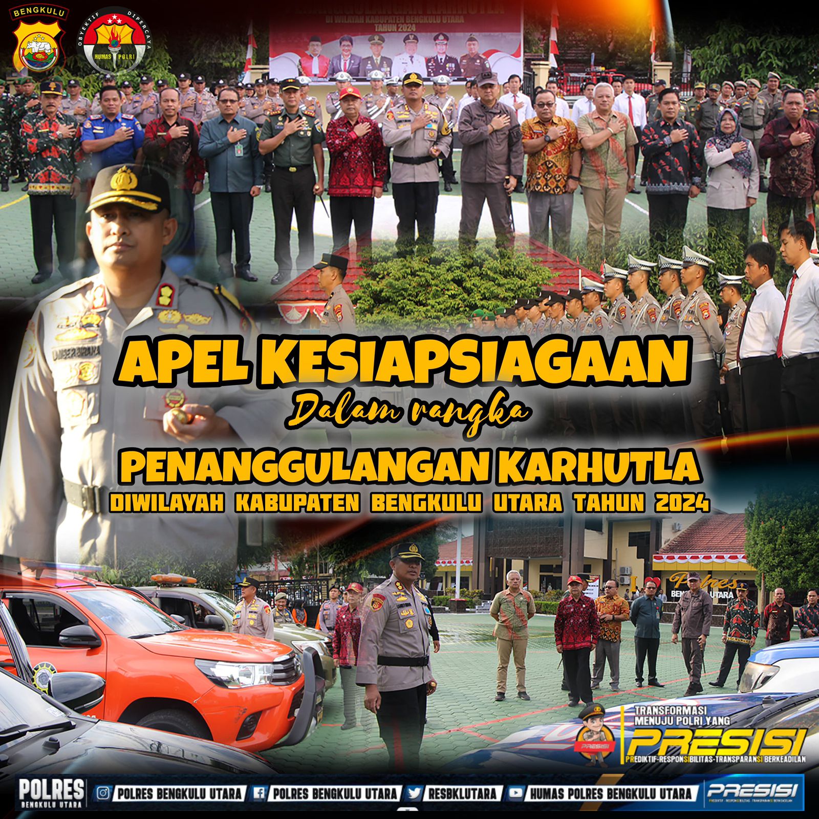 Kapolres Bengkulu Utara Pimpin Apel Siaga Karhutlah Kabupaten Bengkulu Utara Tahun 2024 