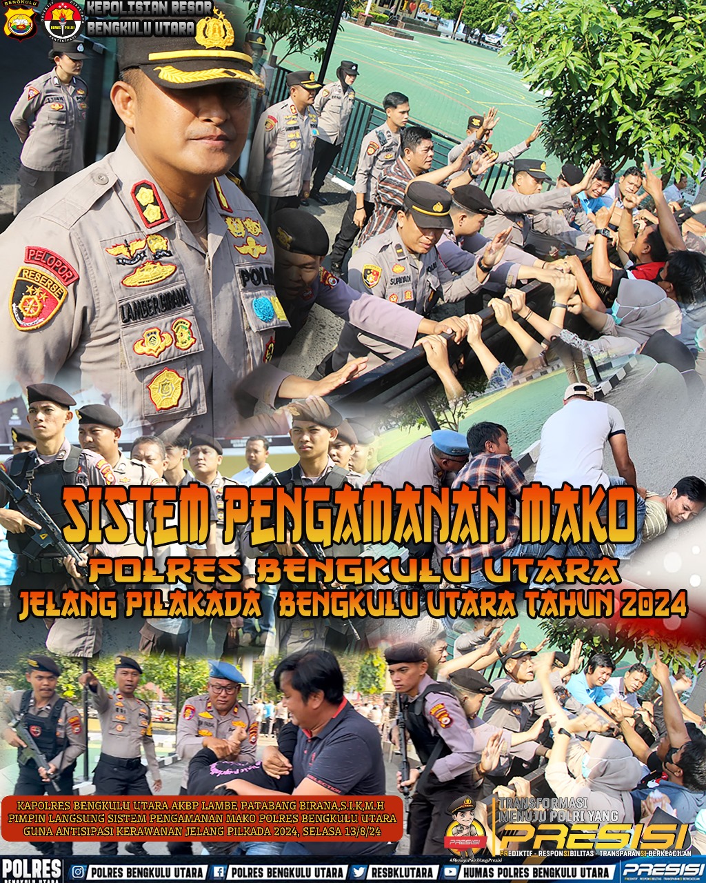 Antisipasi Gangguan Kamtibmas, Personel Polres Bengkulu Utara Gelar Simulasi Sispam Mako
