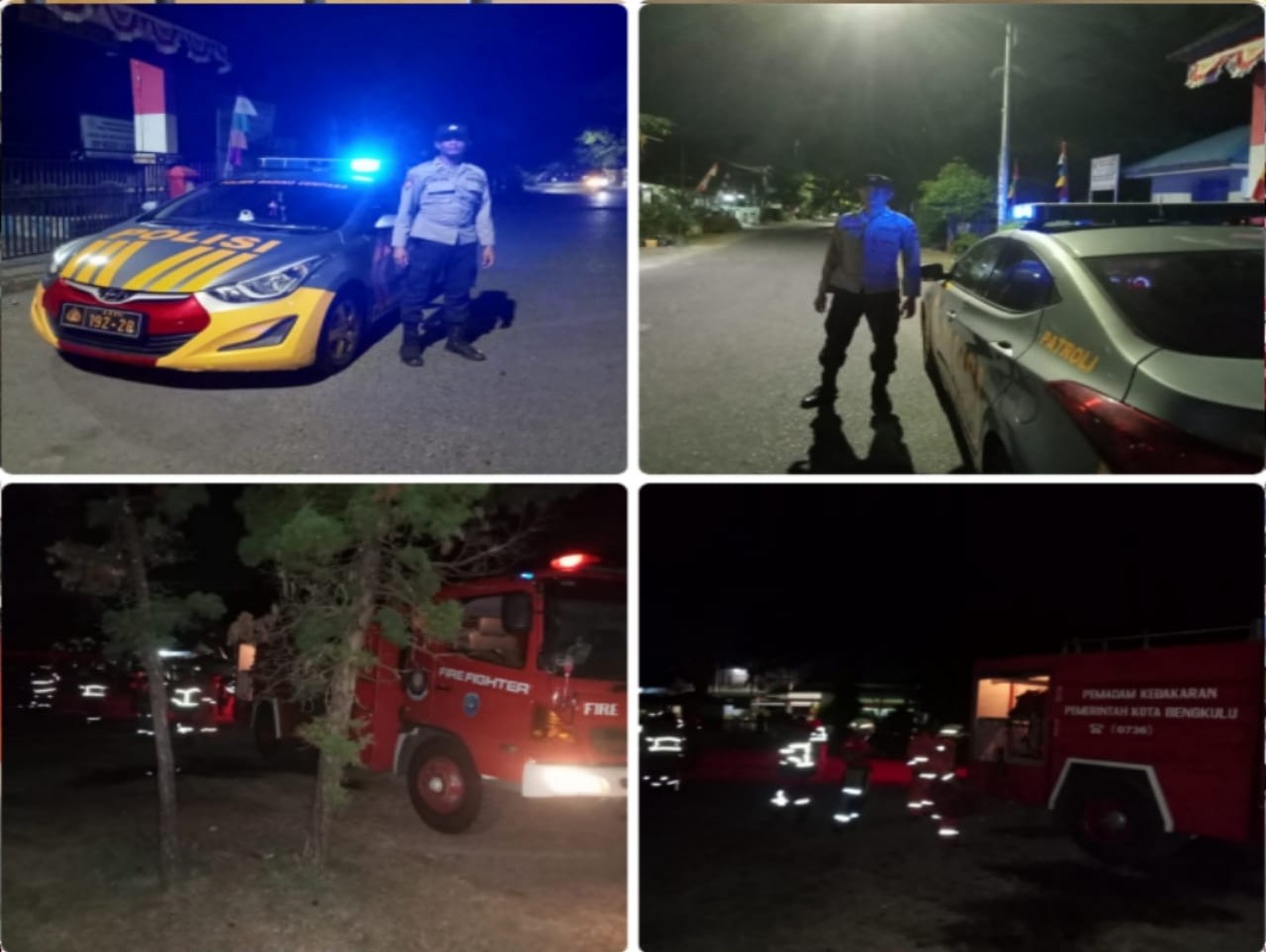 Piket Patroli Polsek Gading Cempaka Datangi dan Cek TKP Kebakaran di SMPN 18 Kota Bengkulu 