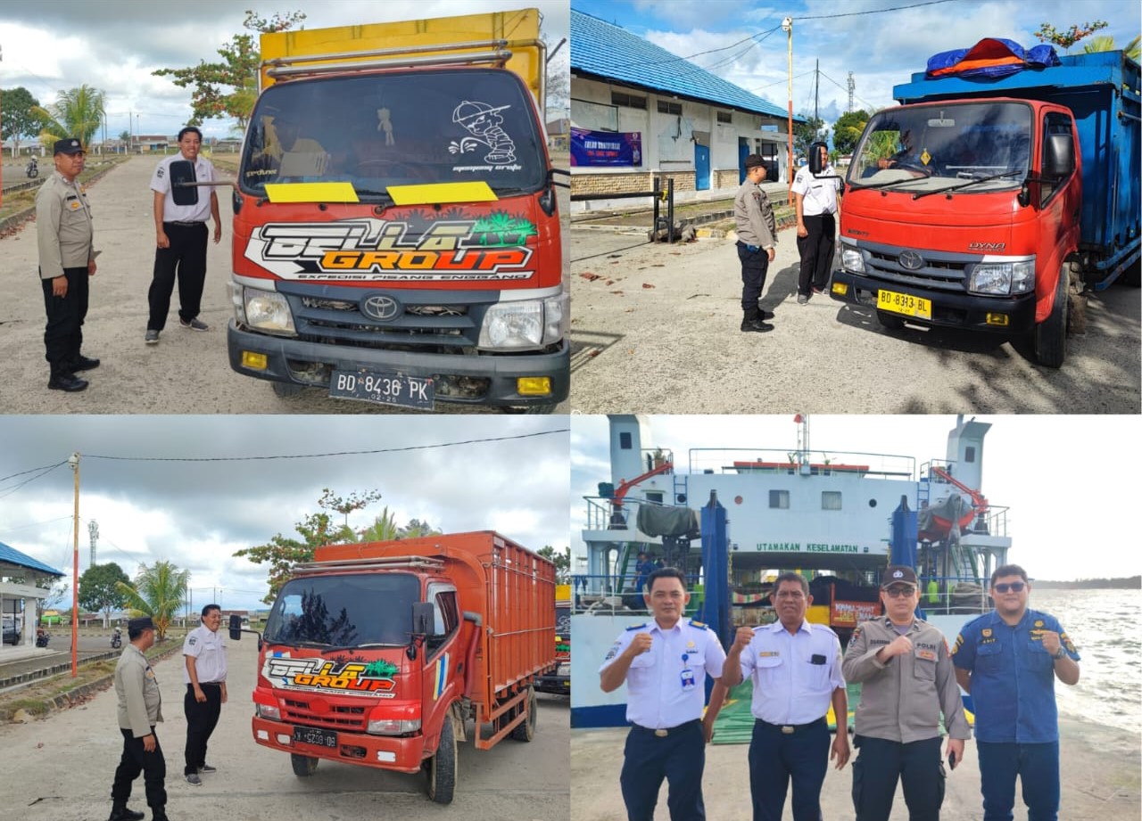 Personel Polsek KSKP Pulau Baai Monitoring  Pelabuhan Fery ASDP Pulau Baai Bengkulu