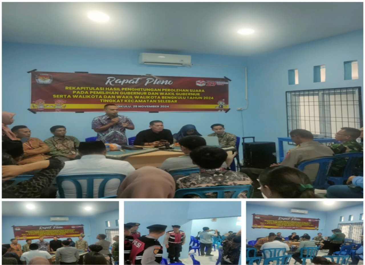 Kapolsek Selebar dan Personel, Hadiri Serta Berikan Pengamanan Rapat Pleno Rekapitulasi Suara Kecamatan Selebar 