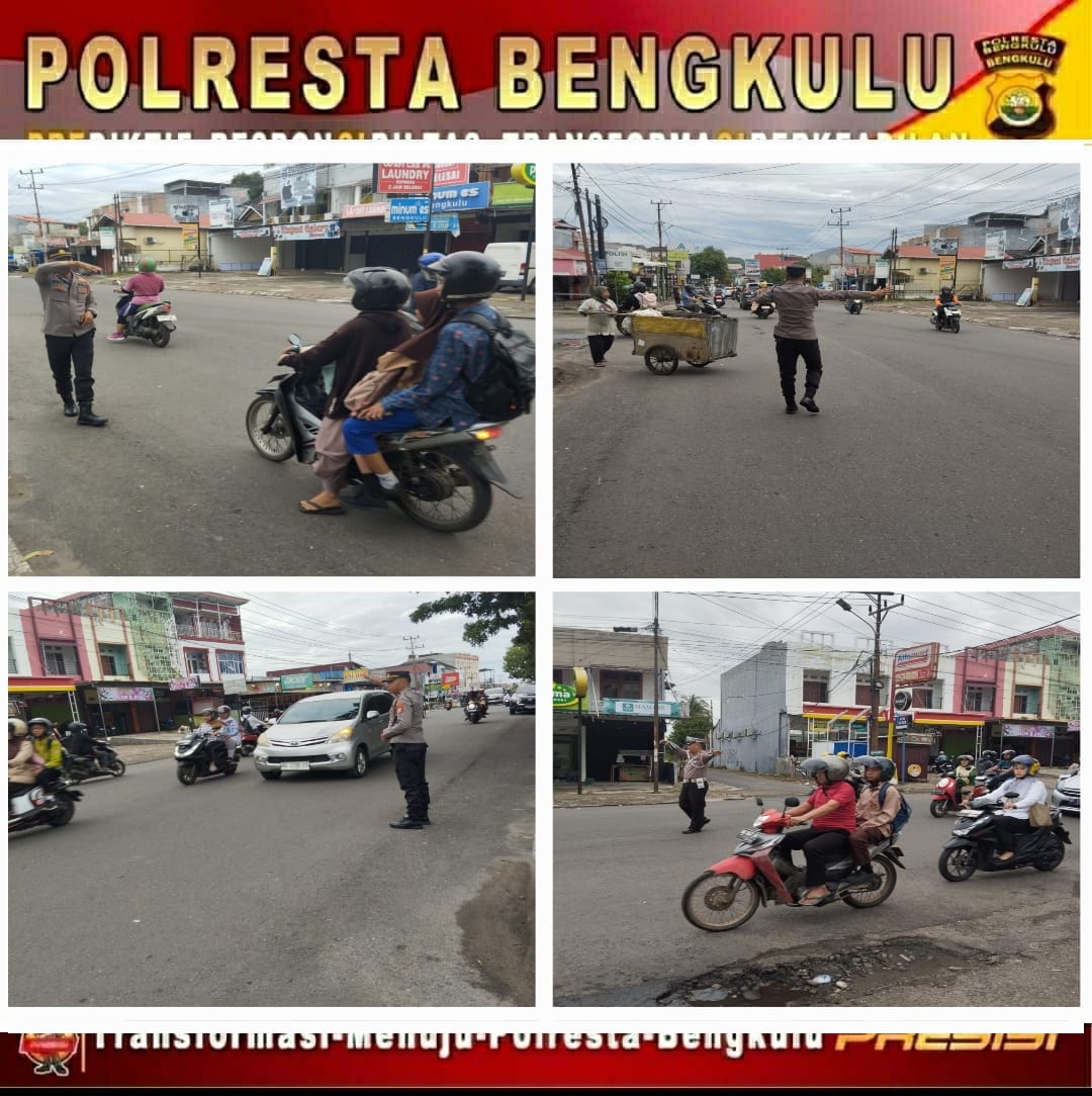 Polsek Gading Cempaka Amankan Arus Lalu Lintas Pagi di Simpang Jl. KS Tubun, Kota Bengkulu