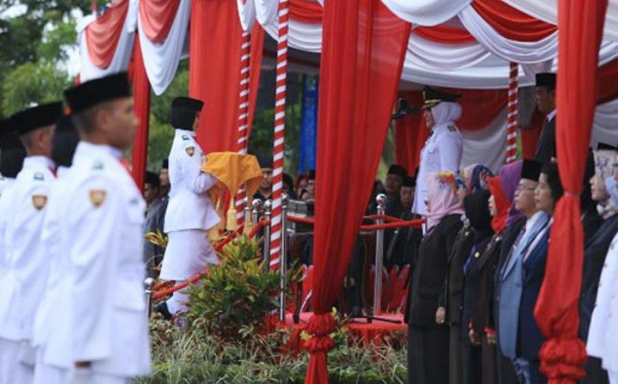 Upacara peringatan HUT RI ke 72 di halaman Kantor Walikota Bengkulu, Bentiring, Kamis pagi (17/8/2017)