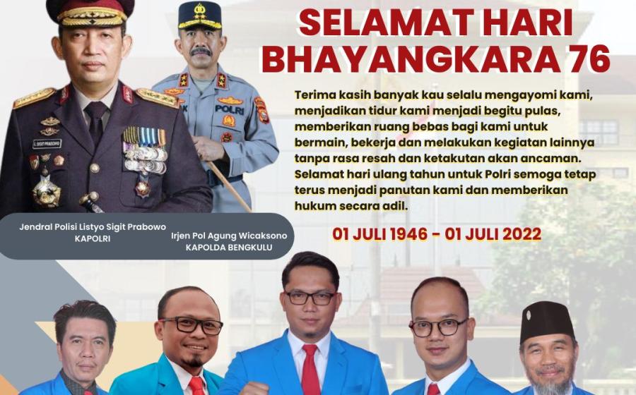 Ketua DPD KNPI Provinsi Bengkulu menyampaikan ucapan selamat Hari Bhayangkara ke-76