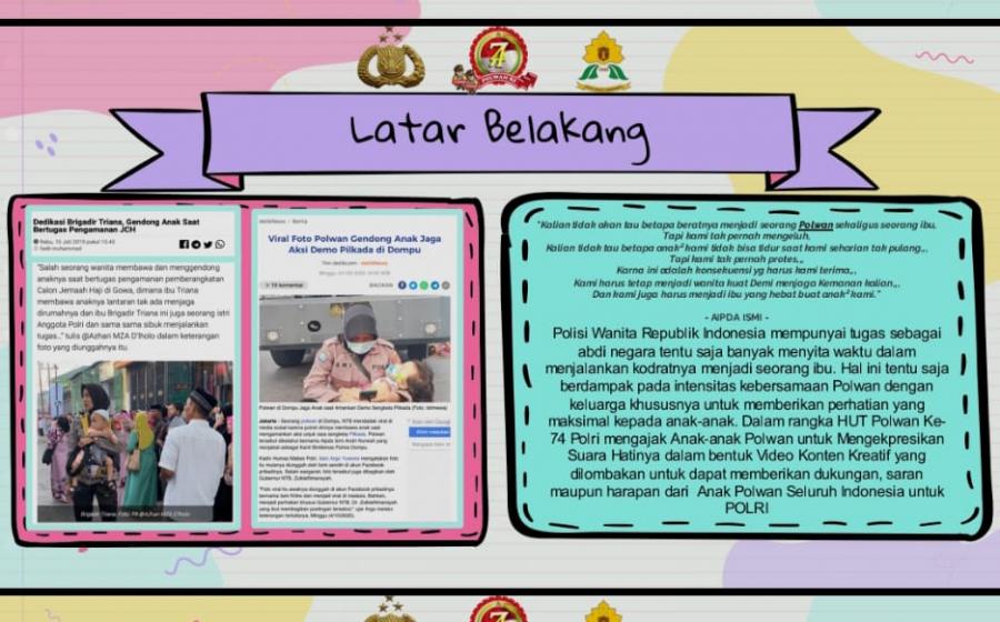  Lomba Video Kreatif dalam rangka HUT Polwan Ke -74