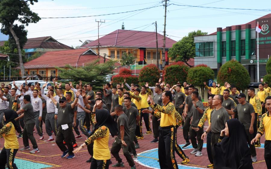 Sambut Hari Bhayangkara, Polres Rejang Lebong Gelar Olahraga Bersama Polri-TNI