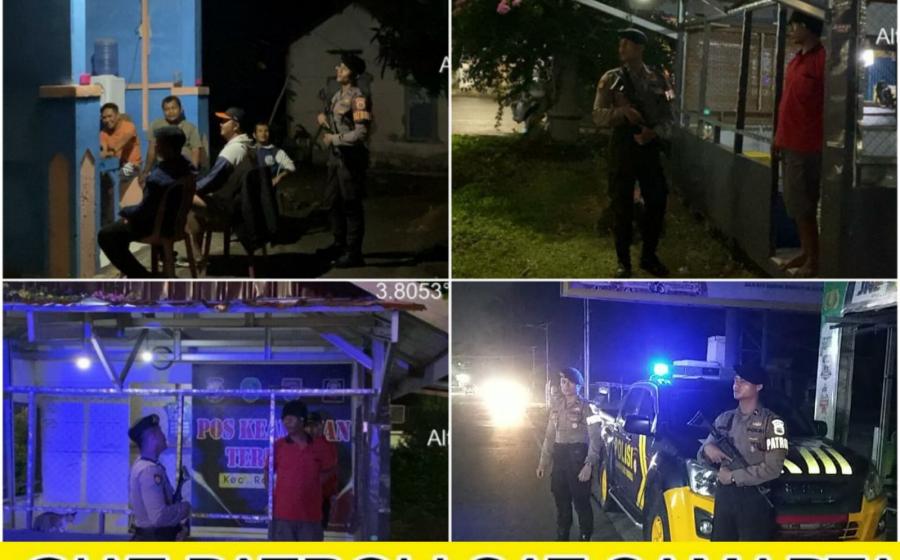 Patroli Malam, Sat Sampata Sambangi Pos Kamling Sampaikan Imbauan Kamtibmas 