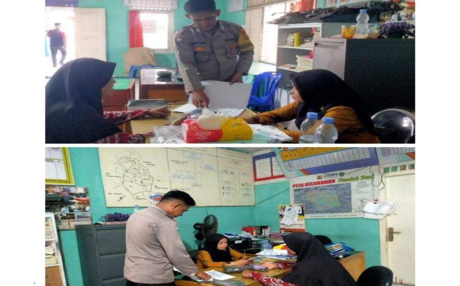 Tingkatkan Sinergitas, Bhabinkamtibmas Polsek Teluk Segara Sambangi Kantor Kelurahan