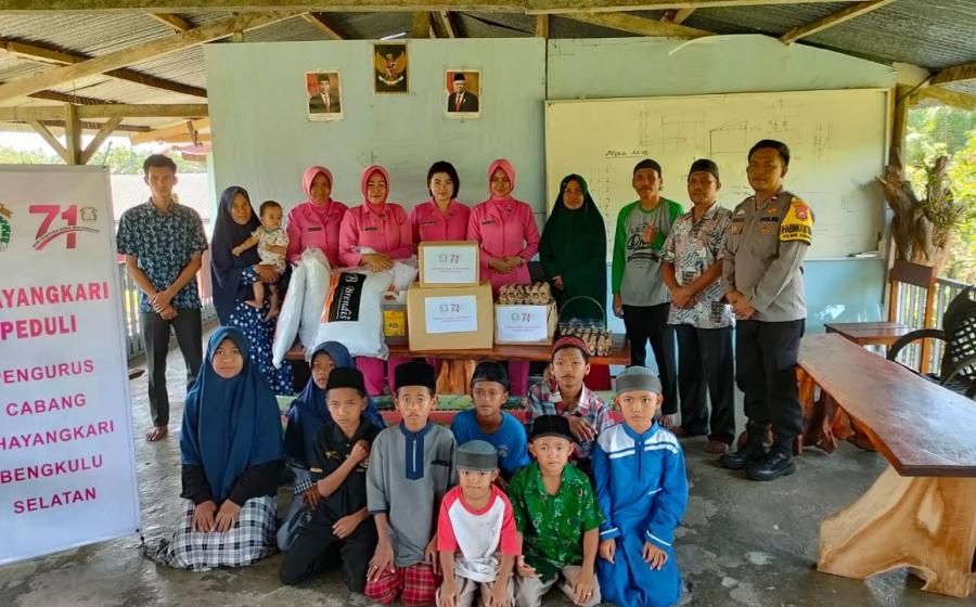 Bhabinkamtibmas Polsek Kedurang Lakukan Pengamanan Bhayangkari Serahkan Bantuan Sembako 