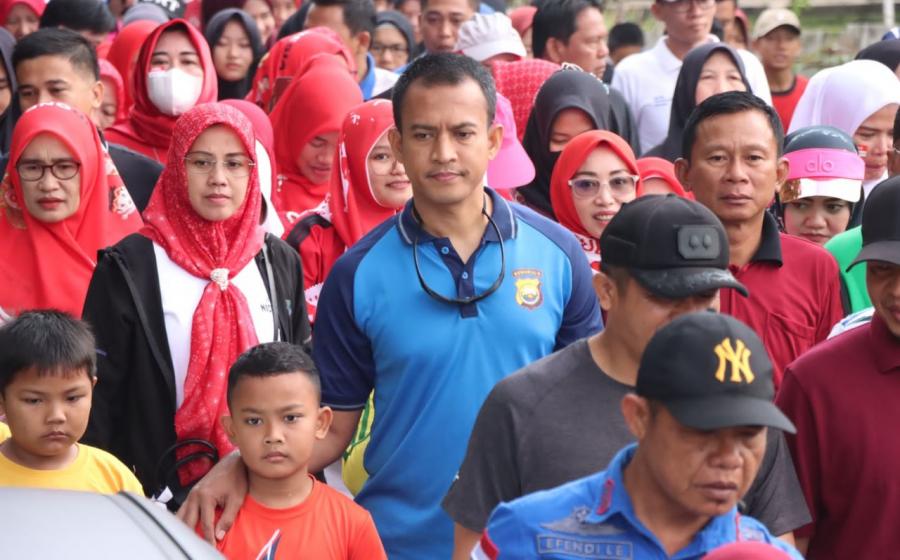 Polres Kaur Ikuti Kegiatan Jalan Santai Perayaan HUT Kemerdekaan RI ke 78 