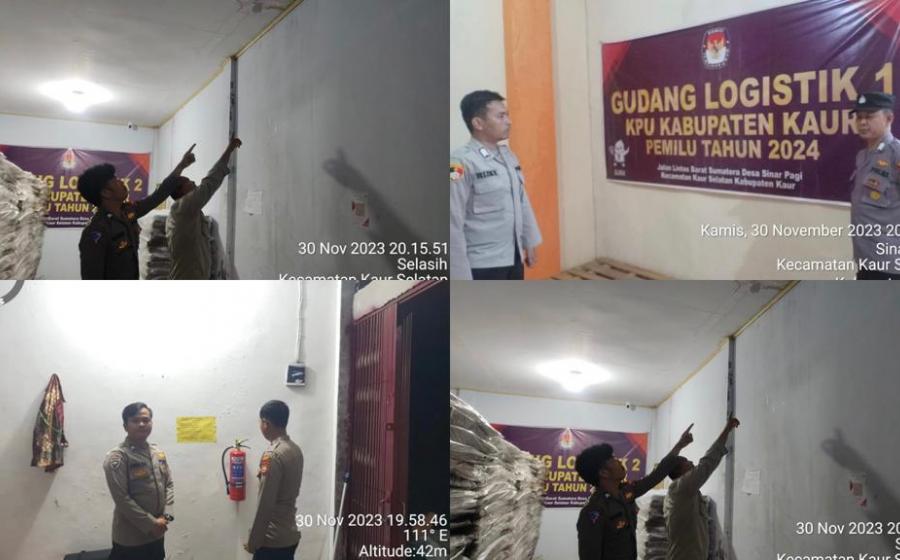 Gudang Logistik KPUD Kaur di Lakukan Pengamanan Ketat oleh Personel Satgas Preventif OMB Nala Polres Kaur 
