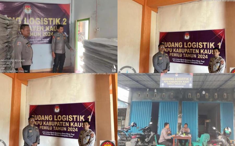 Personel OMB Polres Kaur Patroli dan Laksankan Pengamanan di Gudang Logistik KPUD Kaur 