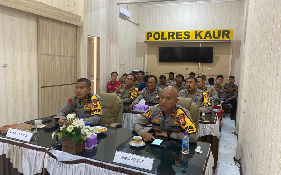 Polres Kaur Ikuti Anev Mingguan Quick Wins Presisi TW IV Tahun 2023