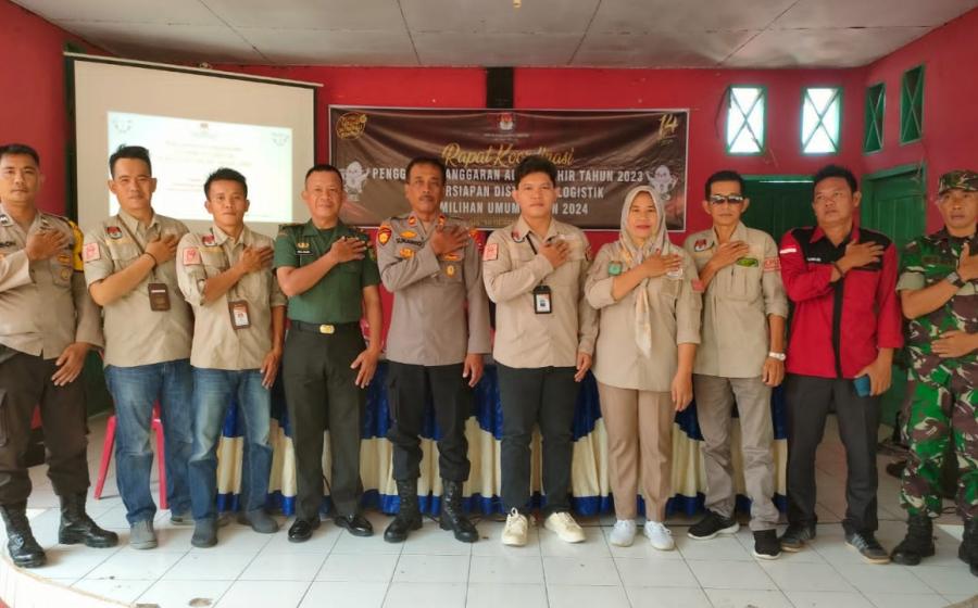 Kapolsek Lais Hadiri Rapat Koordinasi Penggunaan Anggaran Adhoc Akhir tahun 2023 dan Persiapan Distribusi Logistik Pemilu