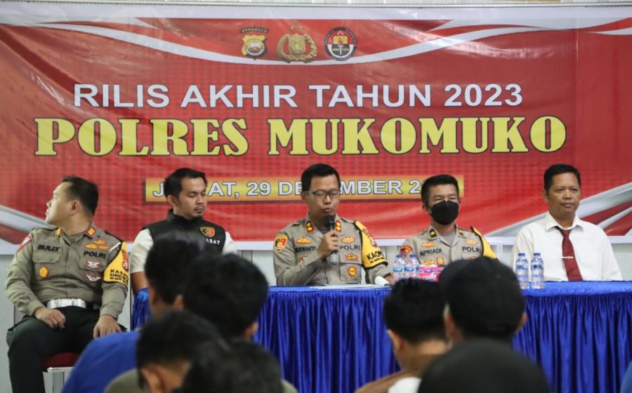 Pres Release Akhir Tahun 2023, Kasus Laka Lantas di Mukomuko Meningkat 101 Kasus