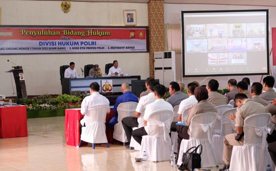 Bahas KUHP Baru dan Perpol No 8 Tahun 2021, Divkum Polri Gelar Sosialisasi Hukum di Polda Bengkulu