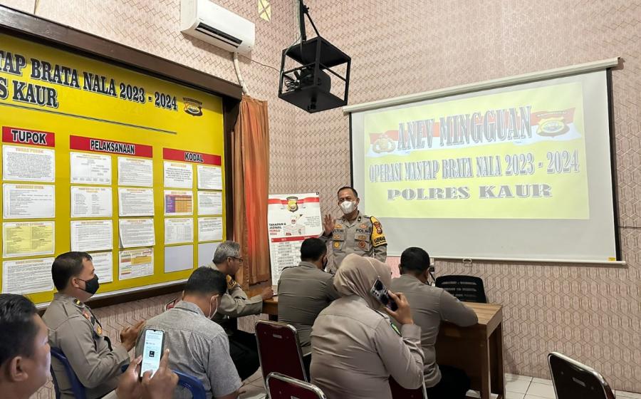 Pastikan Kinerja OMB Nala 2024 Berjalan Efektif dan Efisien, Polres Kaur Laksankan Anev Minggu ke Delapan 