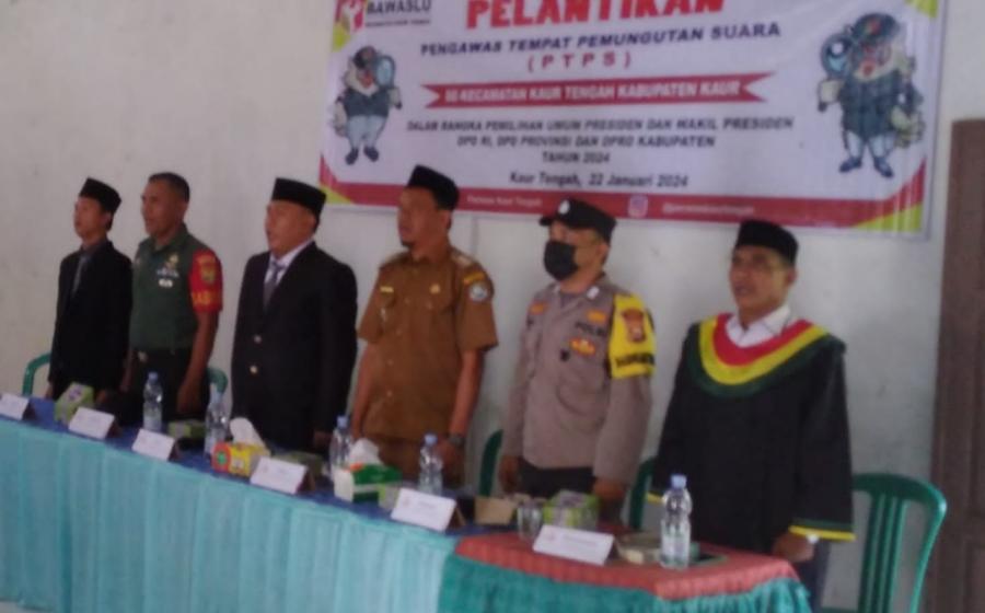 Bhabinkamtibmas Polsek Kaur Tengah, Hadiri Pelantikan PTPS Se-Kecamatan Kaur Tengah