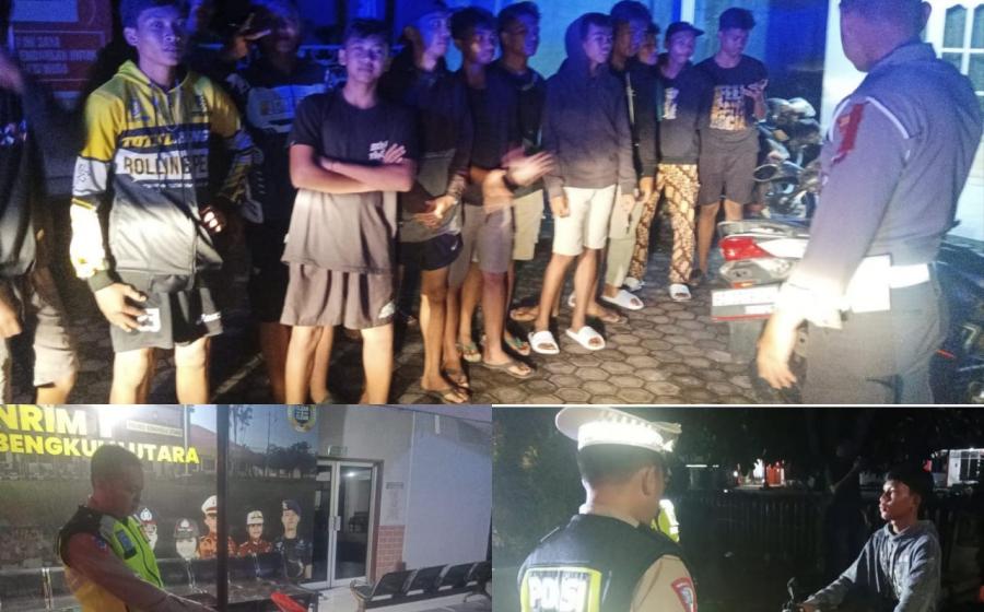 Personel Lantas Polres Bengkulu Utara Patroli Cegah Balap Liar dan Larangan Gunakan Knalpot Brong