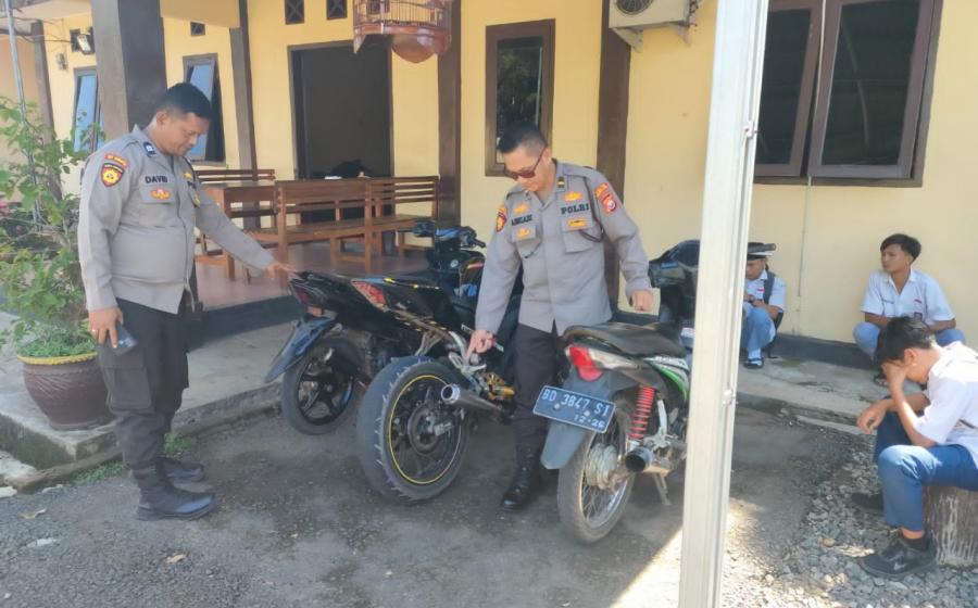 Razia Kendaraan yang Menggunakan Knalpot Brong, 3 Sepeda Motor di Amankan Polsek Lais 