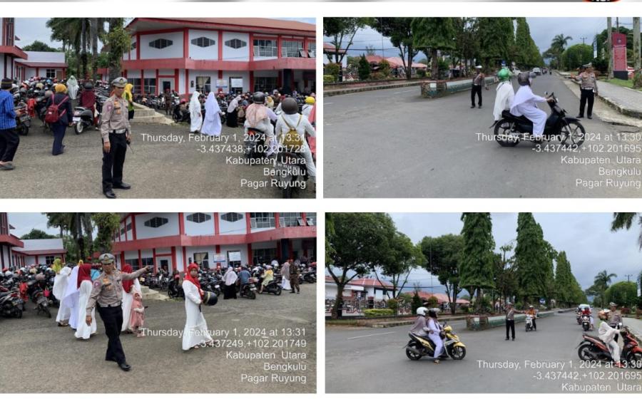 Personel Lantas Polres Bengkulu Utara Beri Keamanan dan Kelancaran Arus Lalu Lintas Pada Tabligh Akbar dan Konser Amal Palestina