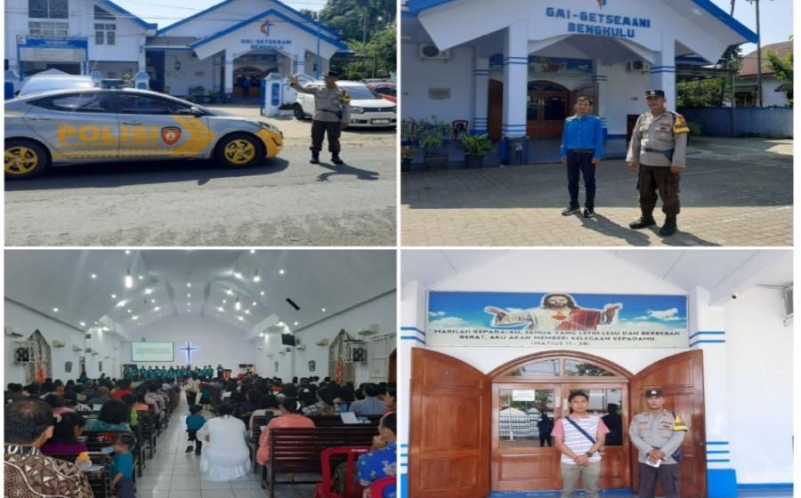 Amankan Kegiataan Ibadah Mingguan Polsek Gading Cempaka Lakukan Penjagaan di Gereja 