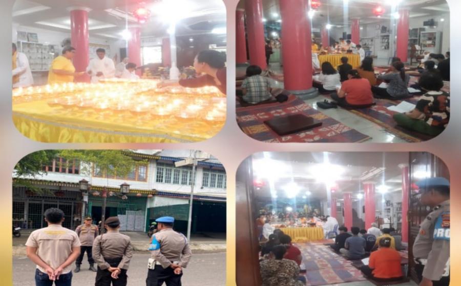 Polsek Teluk Segara Amankan Kegiatan Penyalaan Pelita Puja Waisak 2568 di Vihara Buddhayana 