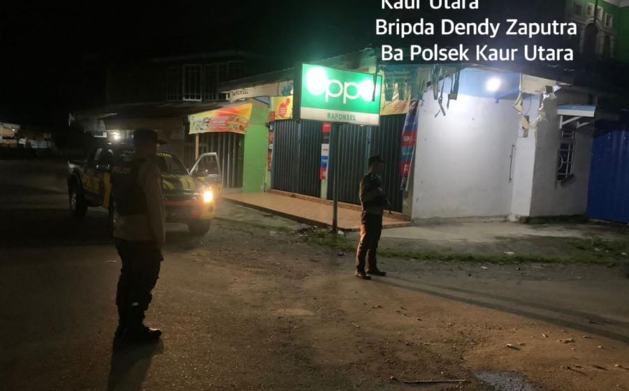Sambangi Pemukiman Penduduk dan Tempat Rawan Kamtibmas, Polsek Kaur Utara Patroli KRYD, Cegah Tindak Pidana 3C  
