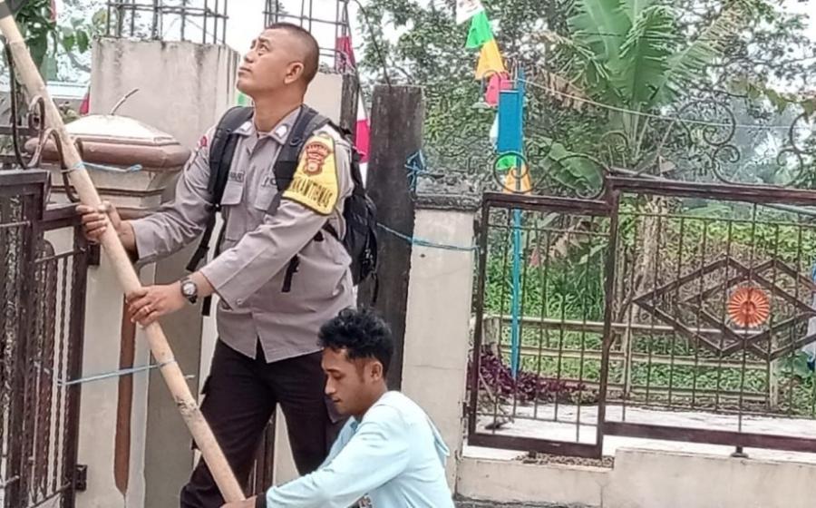 Persiapan HUT RI ke-79, Polsek Sindang Kelingi Sambangi Warga