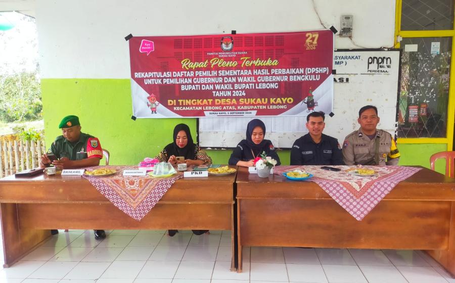 Bhabinkamtibmas Polsek Lebong Atas Hadiri Rapat Pleno Terbuka DPSHP di Desa Blau dan Desa Sukau Kayo
